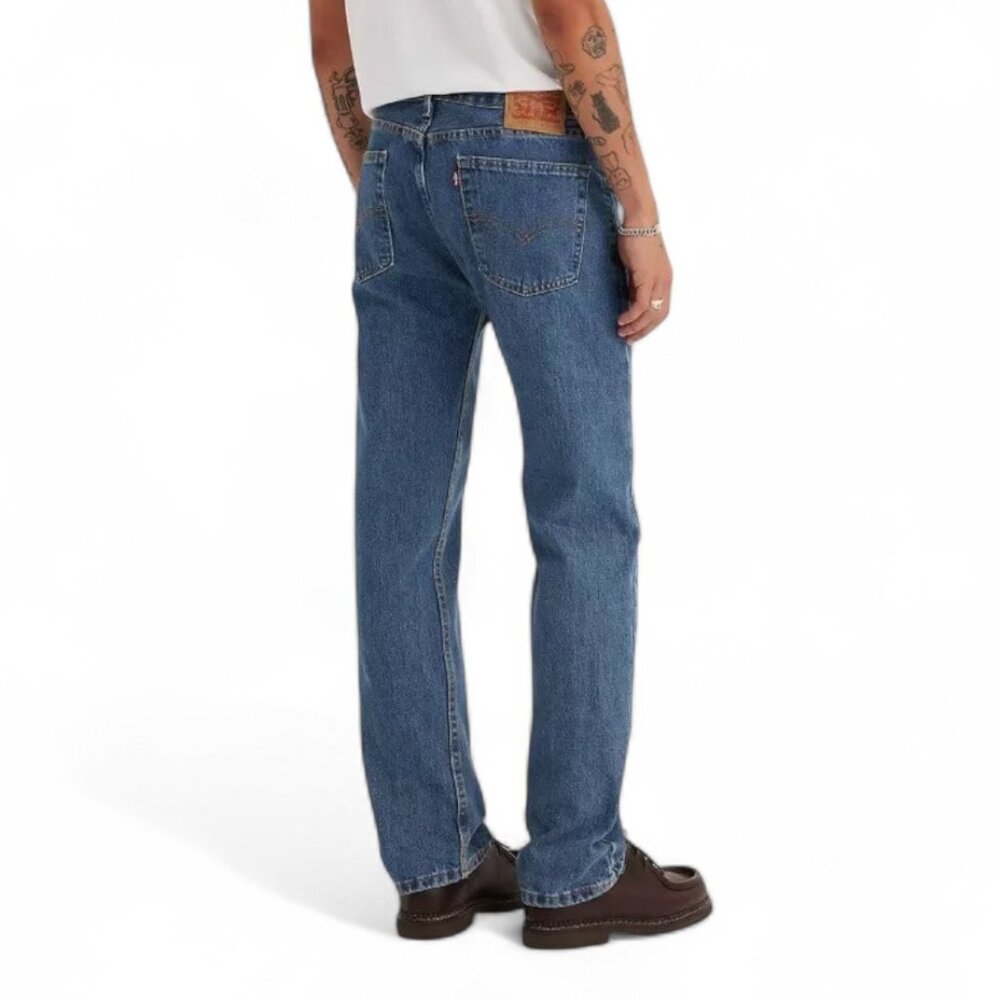 Levis 505 Men's Size 36x32 Jeans Regular Fit Straight Leg Blue Stonewash Denim